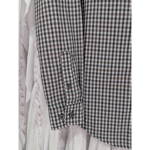 Chef Works Urban Collection Brown/White/Gray Gingham Long Sleeve Womens Size XS - Picture 3 of 10